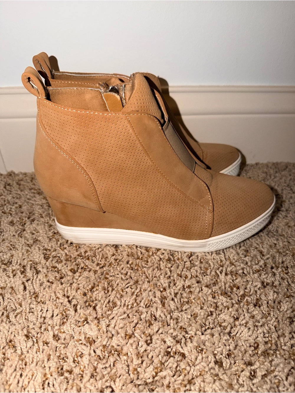 Tan Wedge Sneaker Boot - Women's Casual Slip-On
